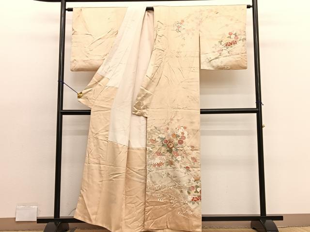 平和屋着物■訪問着 駒刺繍 流水花文 暈し染め 金彩 正絹 逸品 BAAX2165hv