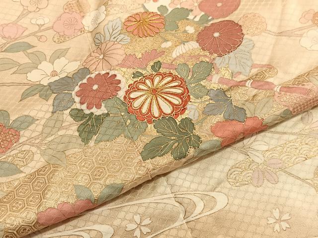 平和屋着物■訪問着 駒刺繍 流水花文 暈し染め 金彩 正絹 逸品 BAAX2165hv