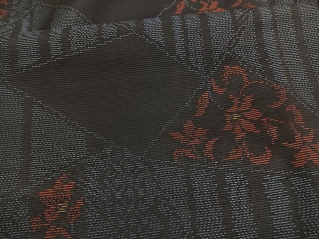 平和屋着物■本場大島紬 切嵌花文 正絹 逸品 BAAX2174hv