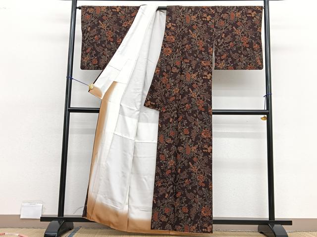 平和屋着物■上質な小紋 更紗花文 正絹 逸品 BAAX2175hv