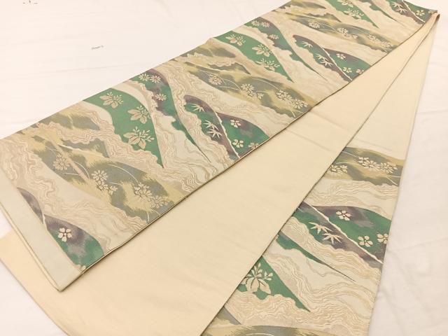 平和屋着物◎六通柄袋帯 重山花文 金糸 正絹 逸品 BAAX2220hv