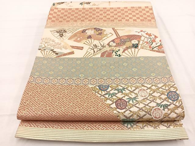 平和屋着物◎六通柄袋帯 輝煌蒔絵段文 金糸 正絹 逸品 BAAX2225hv