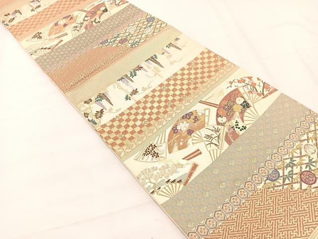 平和屋着物◎六通柄袋帯 輝煌蒔絵段文 金糸 正絹 逸品 BAAX2225hv