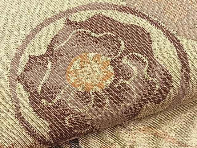 平和屋着物▼六通柄袋帯 すくい織 花唐草丸文 金糸 正絹 逸品 BAAX2302hv