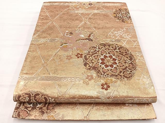 平和屋着物▼六通柄袋帯 正倉院花喰い鳳凰文 金糸 正絹 逸品 BAAX2303hv