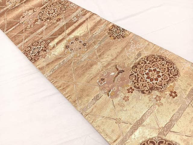 平和屋着物▼六通柄袋帯 正倉院花喰い鳳凰文 金糸 正絹 逸品 BAAX2303hv