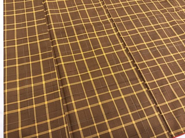 平和屋着物■上質な紬 格子柄 正絹 逸品 BAAX2323hv