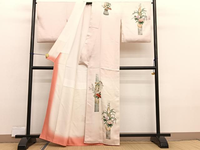 平和屋着物■訪問着 手描き 花籠文 暈し染め 正絹 逸品 BAAX2338hv