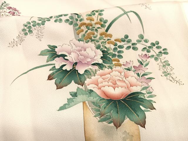 平和屋着物■訪問着 手描き 花籠文 暈し染め 正絹 逸品 BAAX2338hv