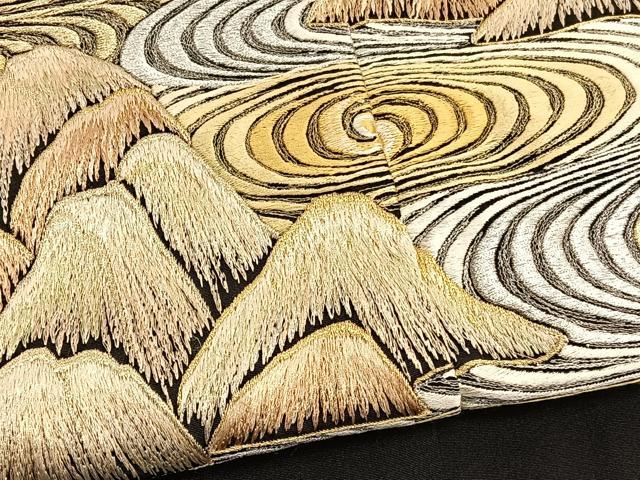 平和屋着物■豪華黒留袖 総刺繍 流水文 金銀糸 正絹 逸品 BAAX2350hv