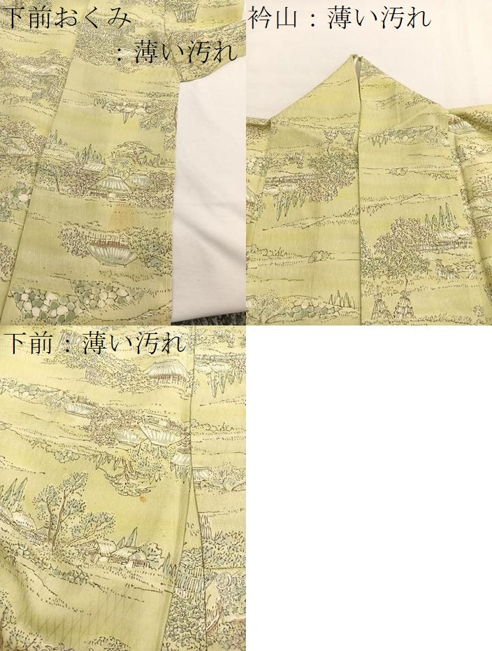 平和屋着物■上質な小紋 手描き 風景文 暈し染め 正絹 逸品 BAAX2362hv