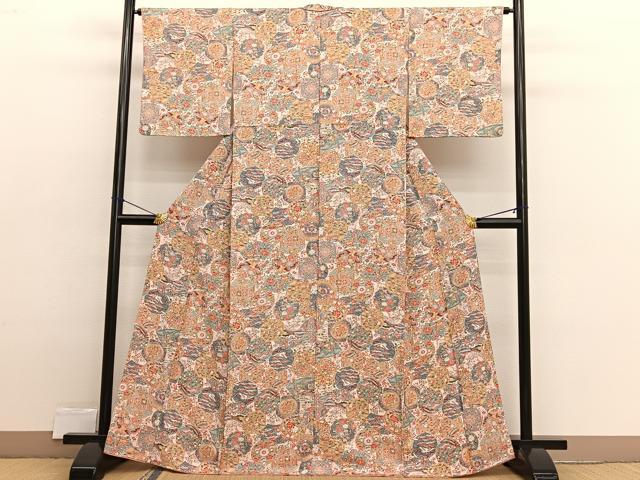 平和屋着物■上質な小紋 重ね絵皿文 正絹 逸品 BAAX2371hv