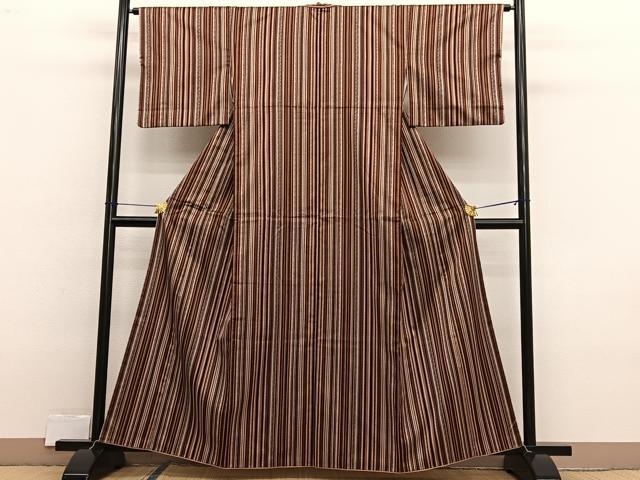 平和屋着物■上質な小紋 縞 正絹 逸品 BAAX2392hv