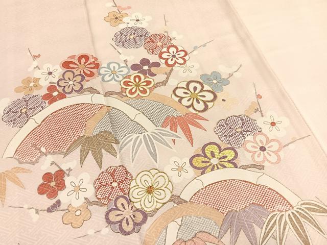 平和屋着物■訪問着 駒刺繍 笹梅文 金彩 正絹 逸品 BAAX2399hv