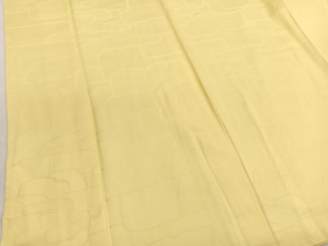 平和屋着物■上質な色無地 椿地紋 花葉色 正絹 逸品 未使用 BAAX2430hv