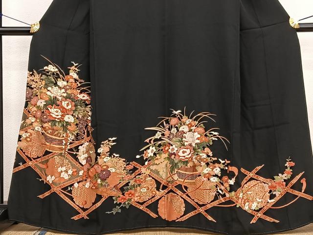 平和屋着物■豪華黒留袖 花籠文 金彩 正絹 逸品 BAAX2431hv