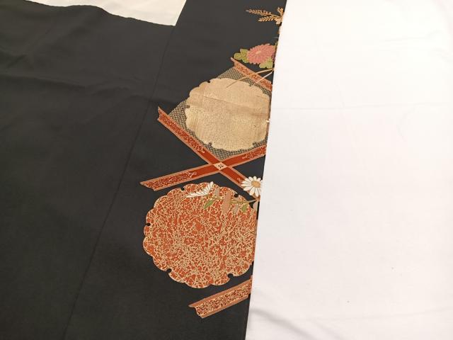 平和屋着物■豪華黒留袖 花籠文 金彩 正絹 逸品 BAAX2431hv