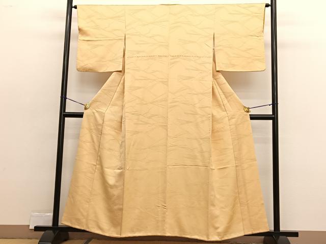 平和屋着物■上質な色無地 若松葉地紋 飴色 正絹 逸品 BAAX2434hv