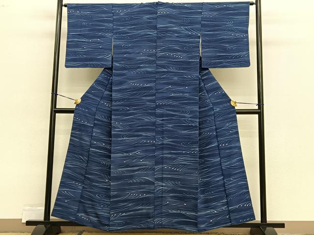 平和屋着物■上質な小紋 枝葉文 ろうけつ染め 暈し染め 正絹 逸品 BAAX2455hv