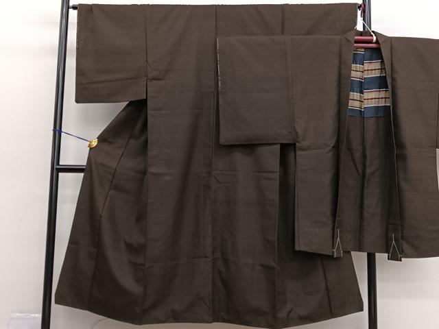 平和屋着物■男性 紬 アンサンブル 格子 正絹 逸品 BAAX2457hv