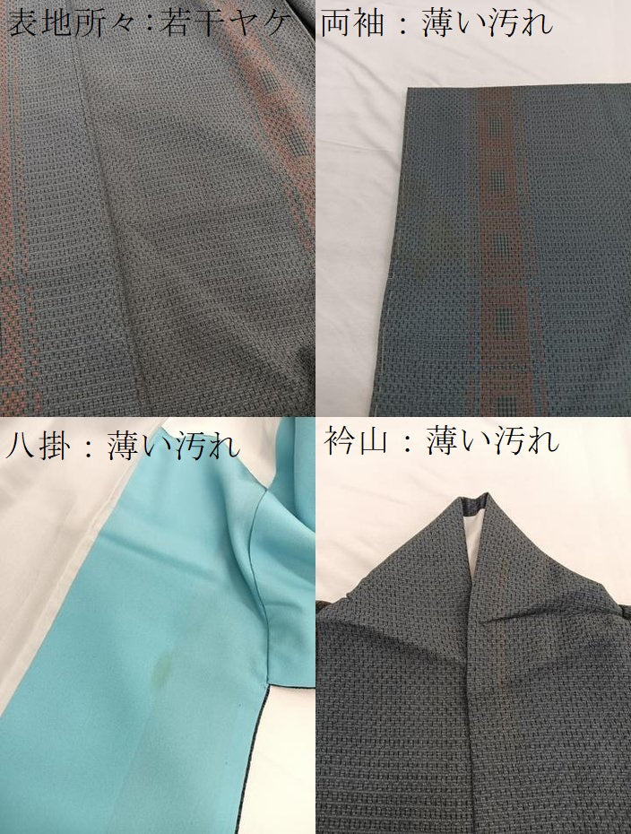 平和屋着物■上質なお召 間道 正絹 逸品 BAAX2463hv