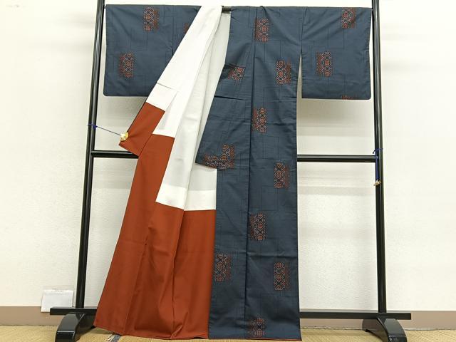 平和屋着物■本場大島紬 7マルキ 花菱文 正絹 逸品 BAAX2468hv