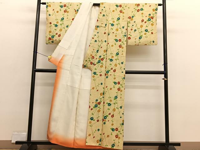 平和屋着物■上質な小紋 総絞り 枝花文 正絹 逸品 BAAX2473hv