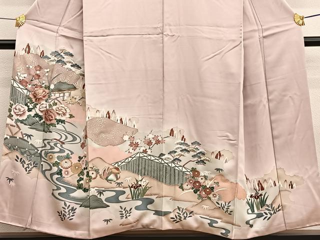 平和屋着物■色留訪問着 流水風景文 暈し染め 金彩 正絹 逸品 BAAX2474hv