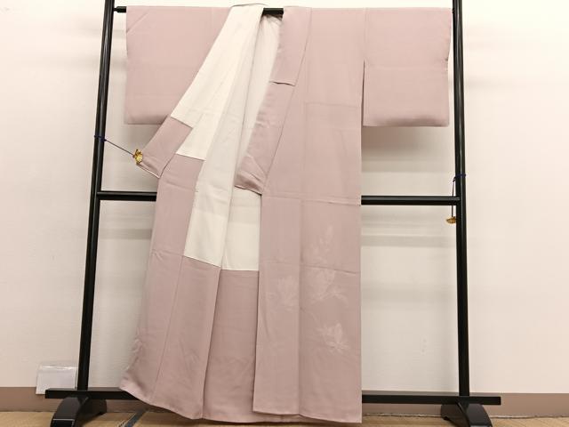 平和屋着物■豪華色留袖 色無地 枝花地紋 洗柿色 正絹 逸品 BAAX2486hv