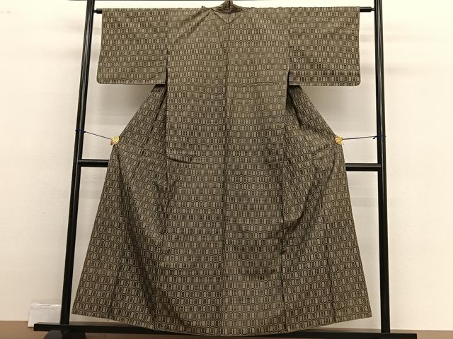 平和屋着物■上質な紬 幾何学文様 正絹 逸品 BAAX2491hv