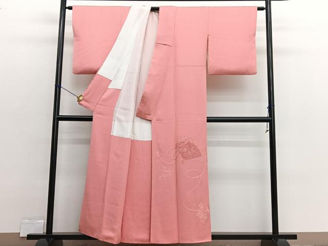 平和屋着物■中国三大刺繍 スワトウ刺繍 総刺繍 色留訪問着 扇面花文 珊瑚朱色 正絹 逸品 BAAX2504hv