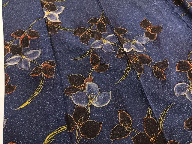 平和屋着物■上質な小紋 枝花文 たたき染め 正絹 逸品 BAAX2516hv