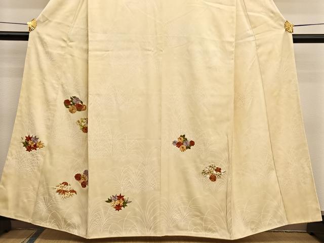 平和屋着物■訪問着 総刺繍 駒刺繍 草花文 暈し染め 正絹 逸品 BAAX2518hv