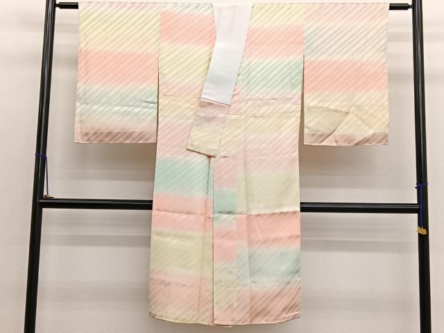 平和屋着物■長襦袢 袷 横段文 暈し染め 正絹 逸品 BAAX2539hv