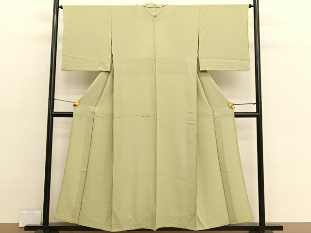平和屋着物▽上質な色無地 単衣 枯草色 正絹 逸品 BAAX2546hv