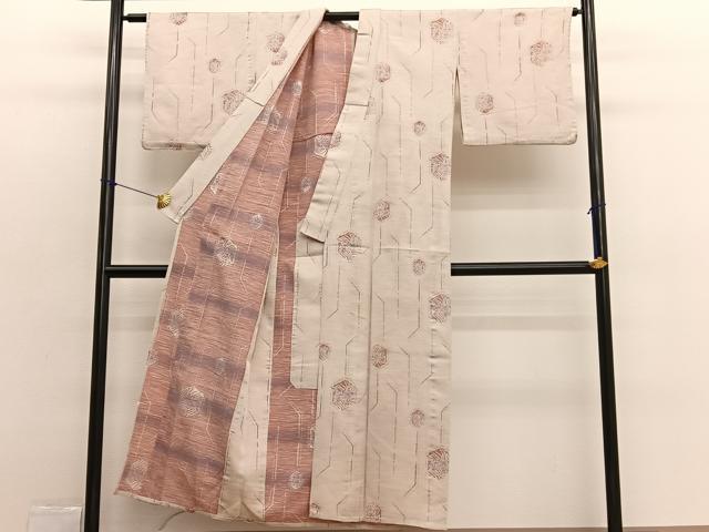 平和屋着物▽上質な紬 単衣 亀甲南天文 正絹 逸品 BAAX2548hv