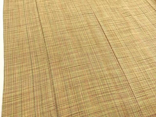 平和屋着物▽上質な紬 単衣 格子柄 正絹 逸品 BAAX2551hv