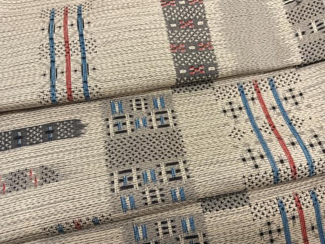平和屋着物▽上質な紬 単衣 幾何学文様 正絹 逸品 BAAX2553hv