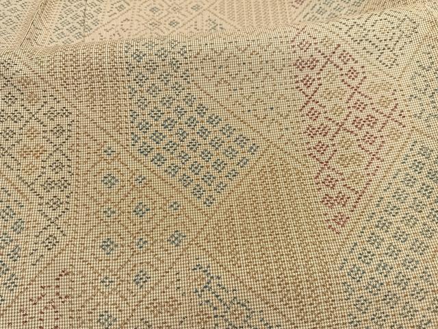 平和屋着物▽本場大島紬 単衣 檜垣文様 正絹 逸品 BAAX2559hv