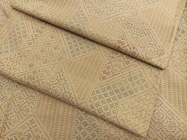 平和屋着物▽本場大島紬 単衣 檜垣文様 正絹 逸品 BAAX2559hv