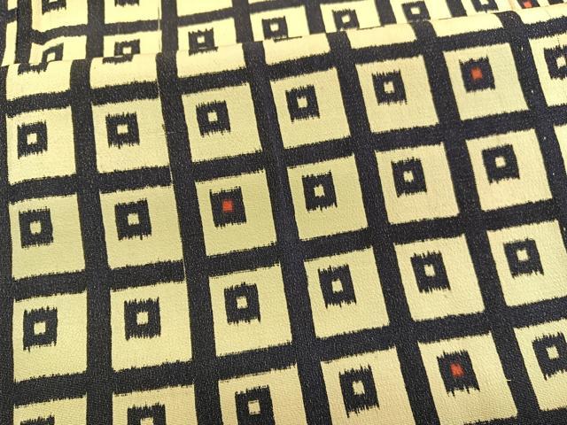 平和屋着物▽上質なお召 単衣 格子柄 正絹 逸品 BAAX2564hv