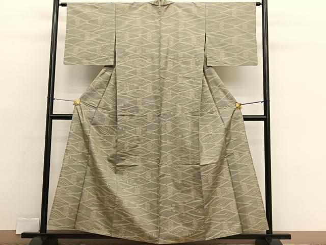 平和屋着物▽本場大島紬 単衣 菱文様 正絹 逸品 BAAX2567hv