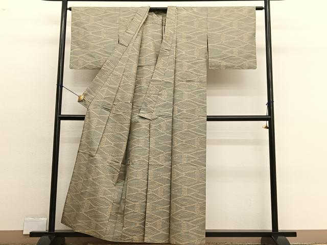 平和屋着物▽本場大島紬 単衣 菱文様 正絹 逸品 BAAX2567hv