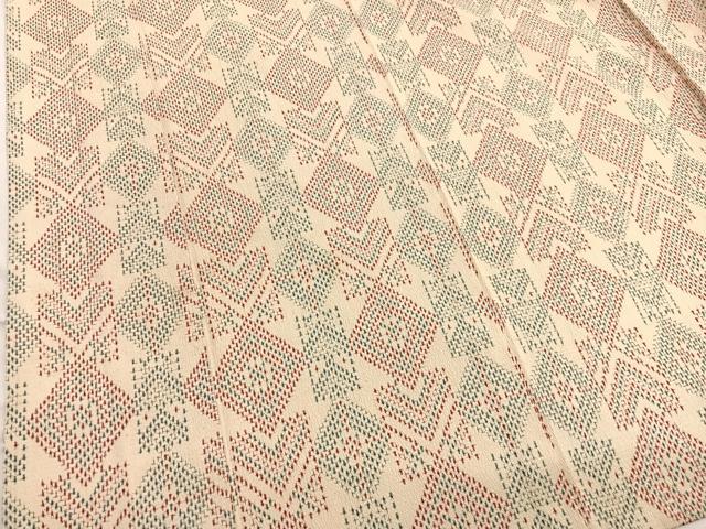 平和屋着物▽本塩沢 単衣 菱文様 正絹 逸品 BAAX2583hv