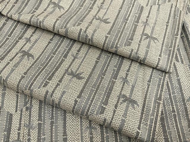 平和屋着物▽上質な紬 単衣 笹竹文 正絹 逸品 BAAX2592hv