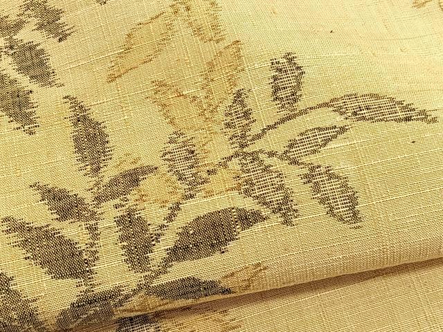 平和屋着物▽上質な紬 単衣 枝葉文 正絹 逸品 BAAX2598hv