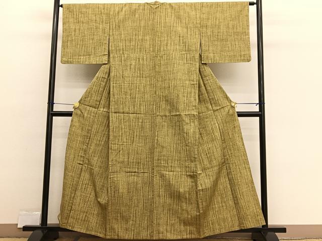 平和屋着物▽上質な紬 単衣 絣文様 正絹 逸品 BAAX2599hv
