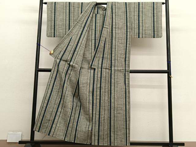 平和屋着物▽上質な紬 単衣 間道 正絹 逸品 BAAX2609hv