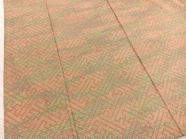 平和屋着物▽上質な紬 単衣 紗綾形文様 正絹 逸品 BAAX2615hv