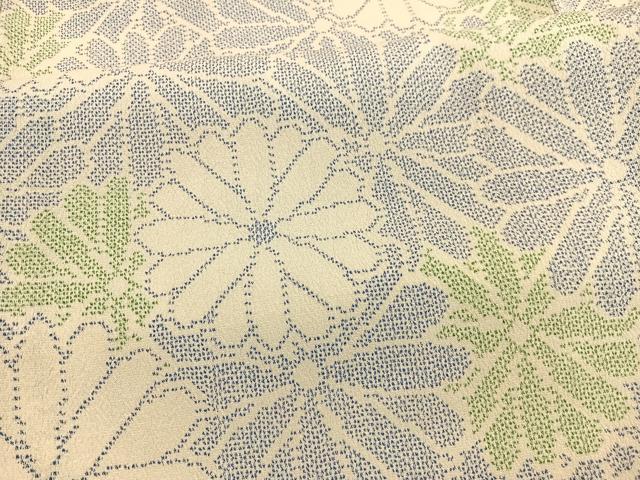 平和屋着物▽上質なお召 単衣 花づくし 正絹 逸品 BAAX2618hv